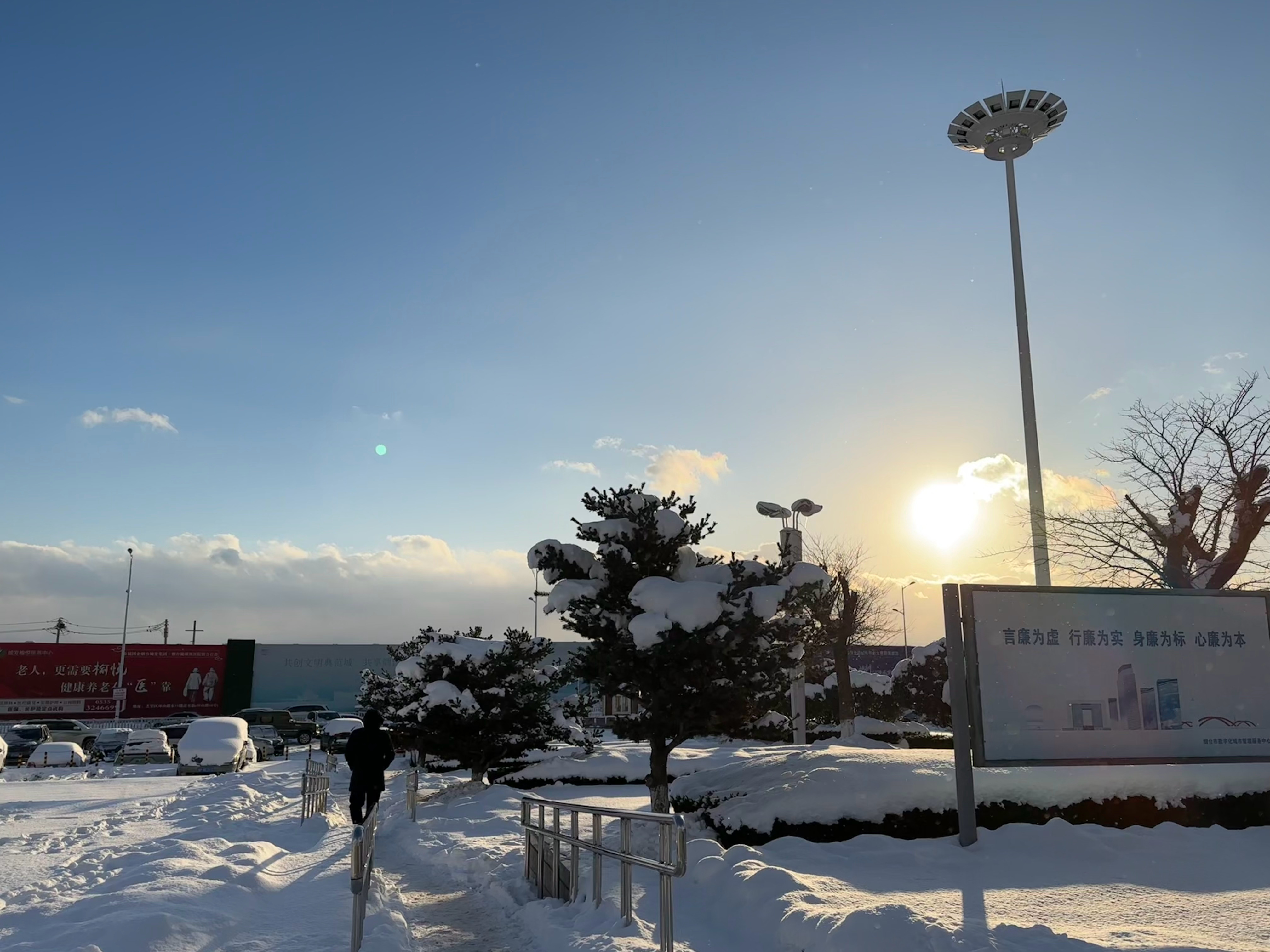 今冬烟台第一场雪来啦,烟台迎来冬季首场雪景