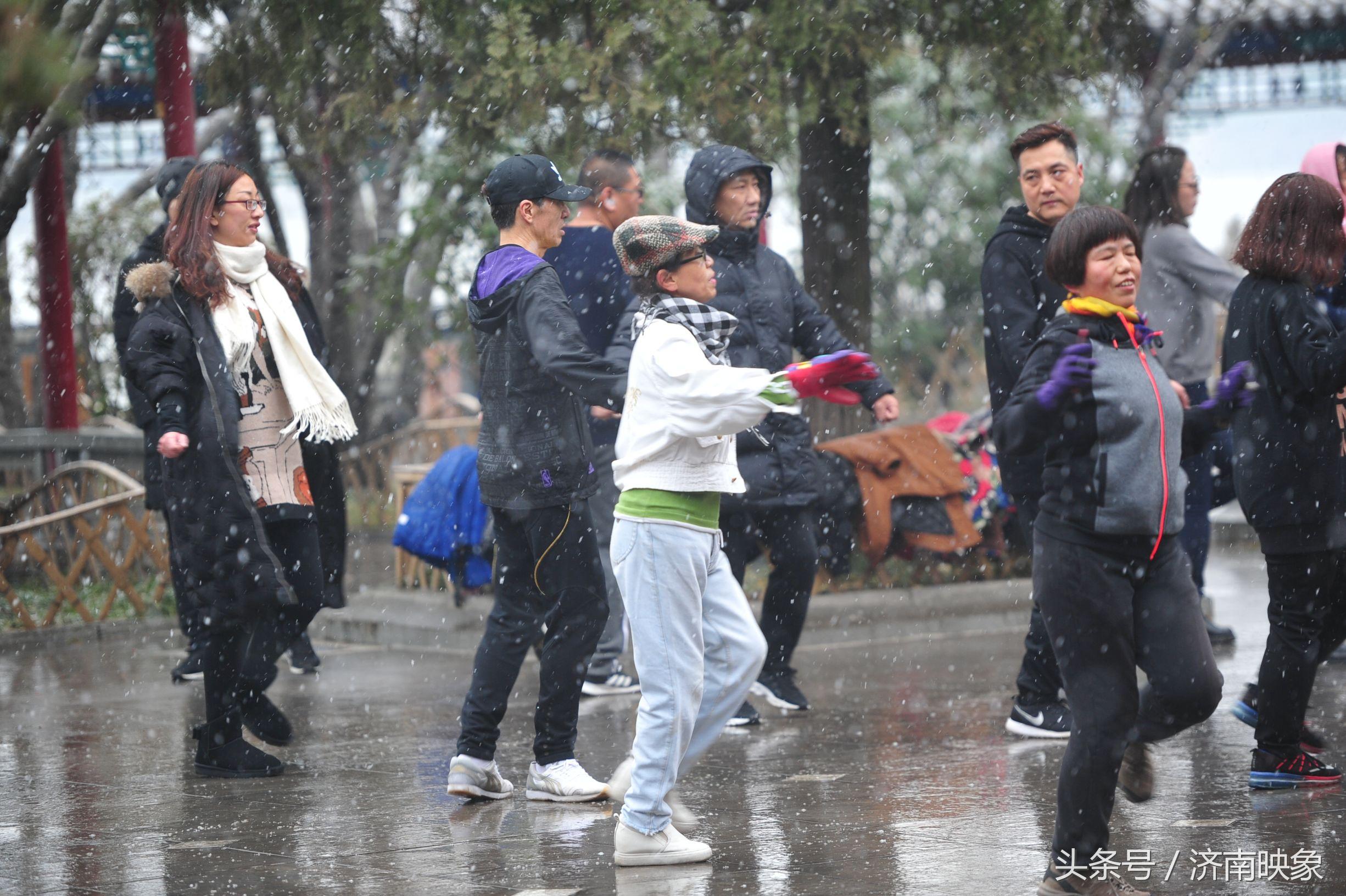 济南下雪啦,济南迎来了雪花