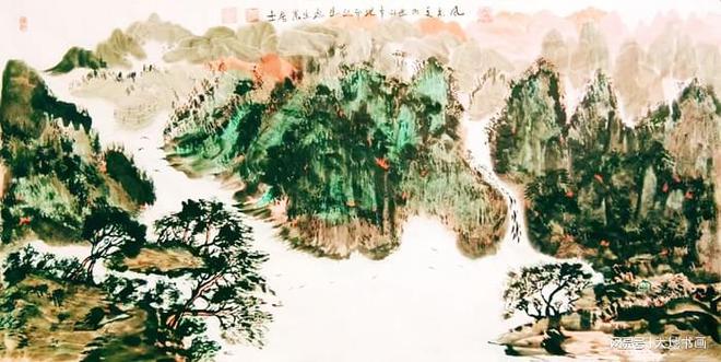 万涛笔下生辉的山水画卷，尽展自然之美与和谐生机